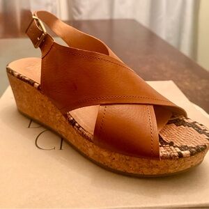 Brown Leather Wedge Sandals